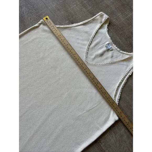 Sundance Ribbed Tank Womens XXL Cream V Neck Sleeveless Basic Layering EUC - Picture 7 of 10